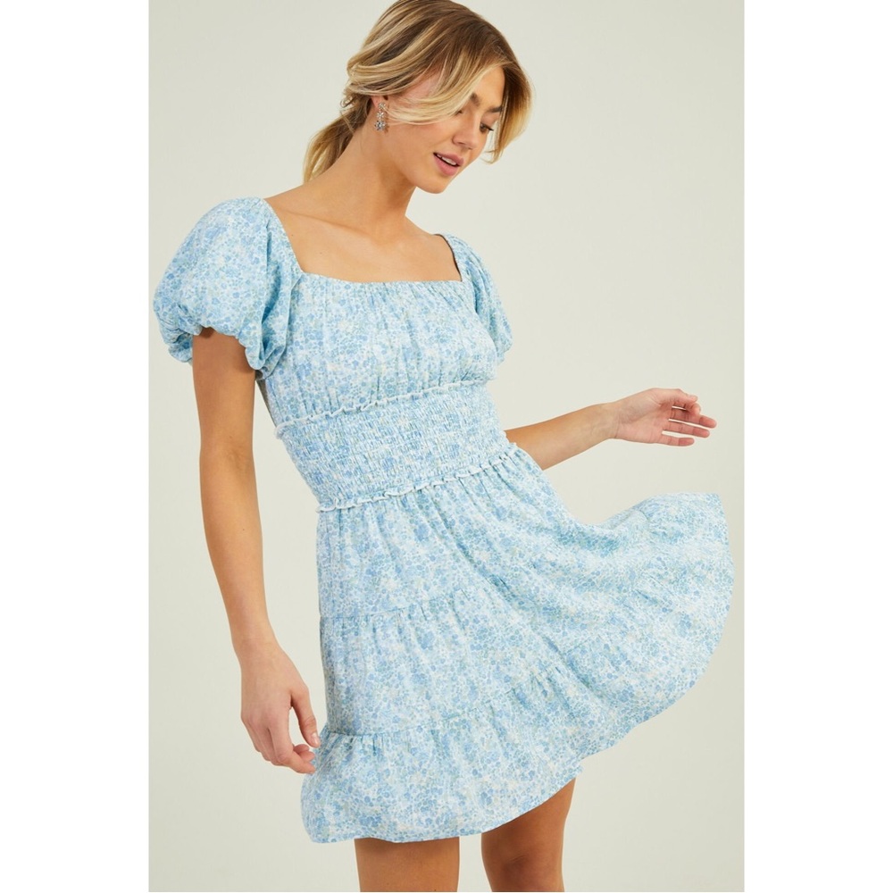 Altar'd State Ivy Floral Light Blue Dress SZ XS
